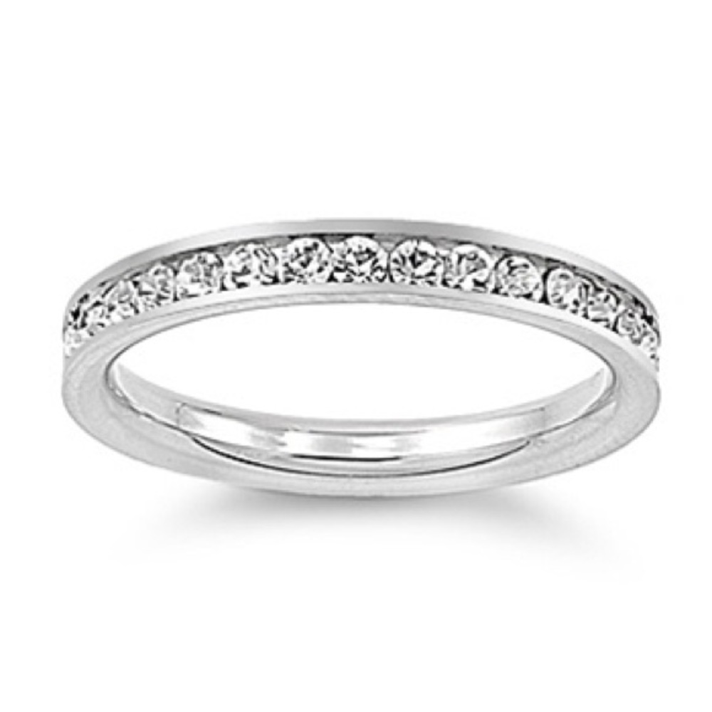 Sterling Silver 925 Eternity Ring With Clear CZ